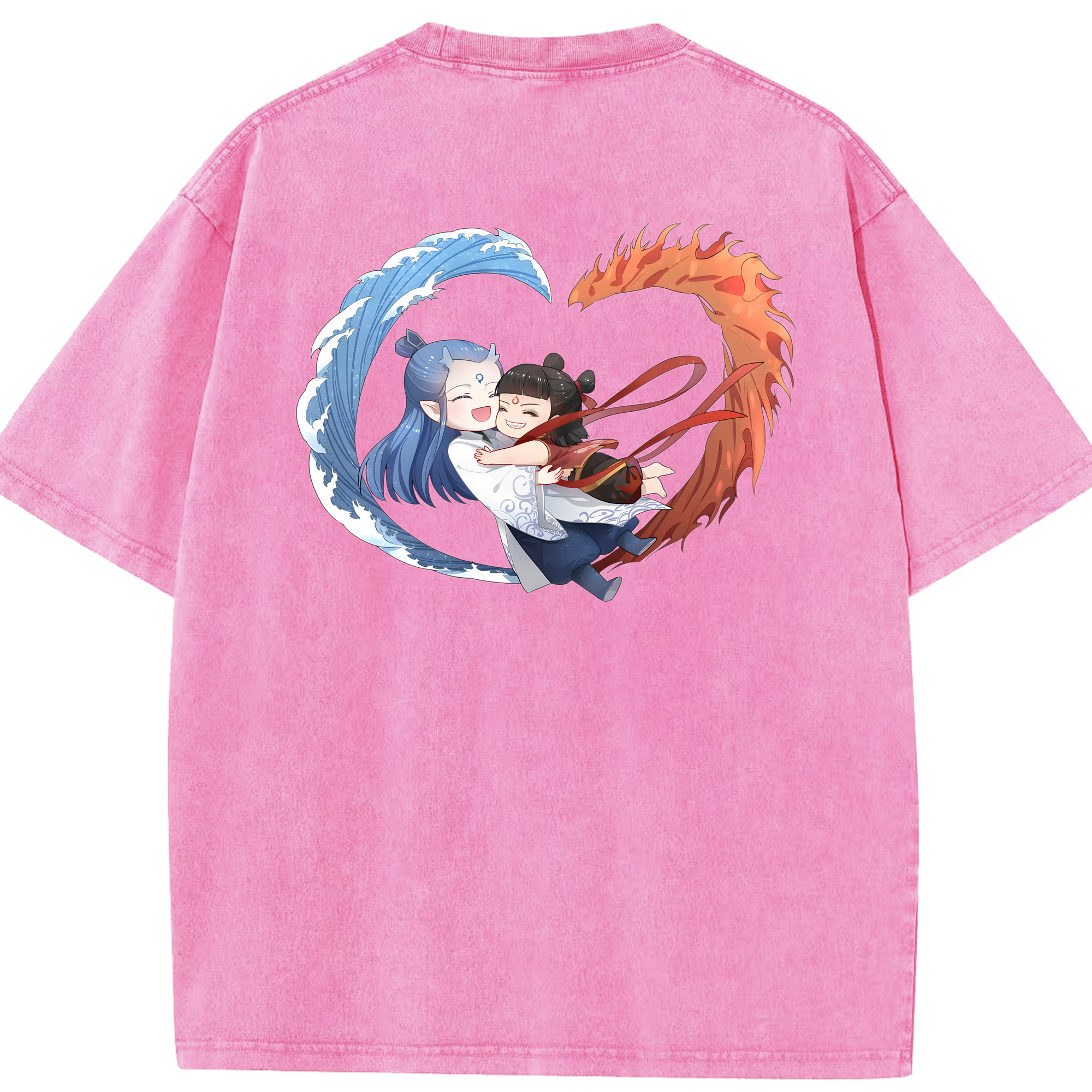 （画像用） Ne Zha 2 ナタ 魔童の大暴れ 綿100% ヴィンテージ風 半袖Tシャツ（背面プリント）